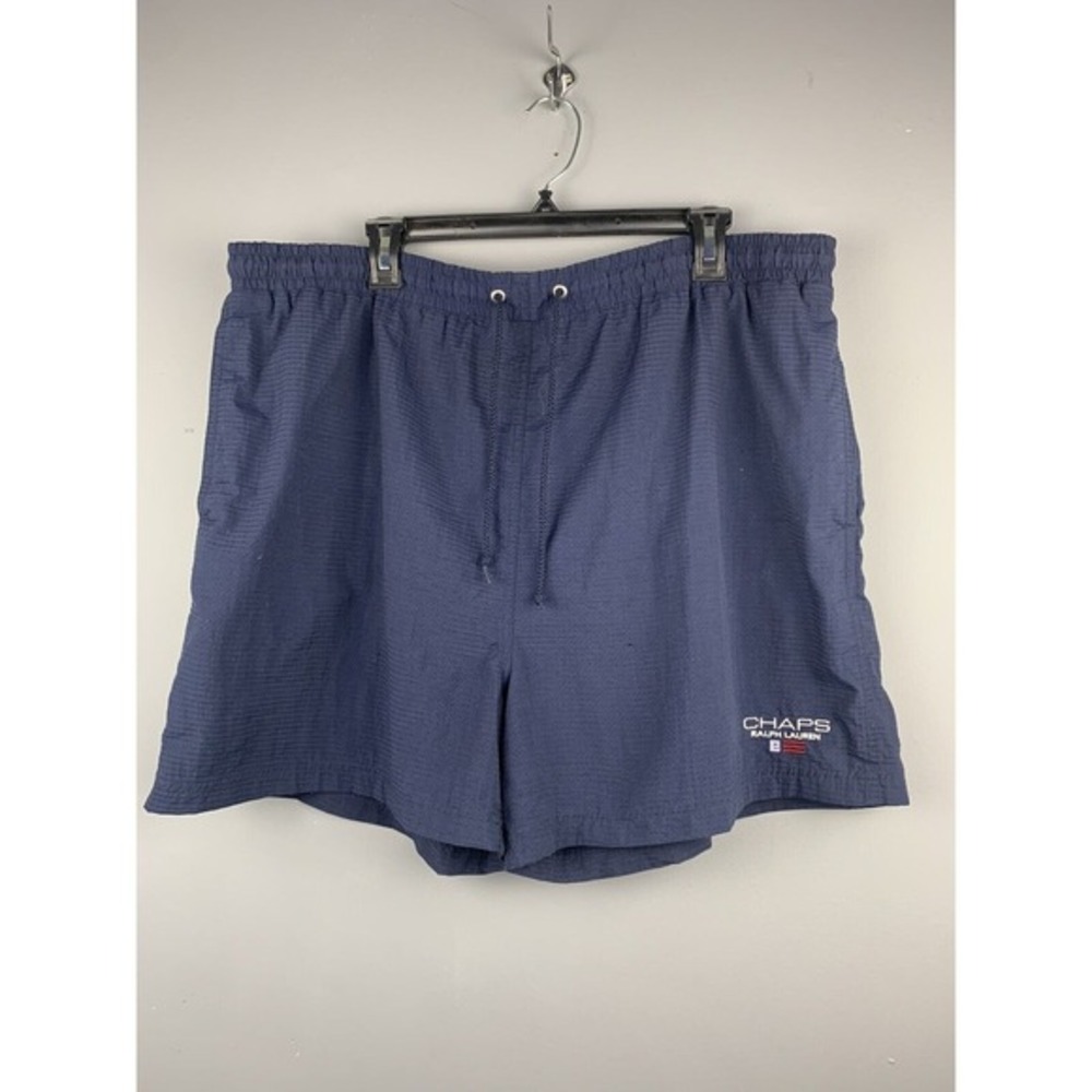 Chaps Ralph Lauren Spellout Swim Trunks‎ Mens XL Shorts Navy Blue Beach